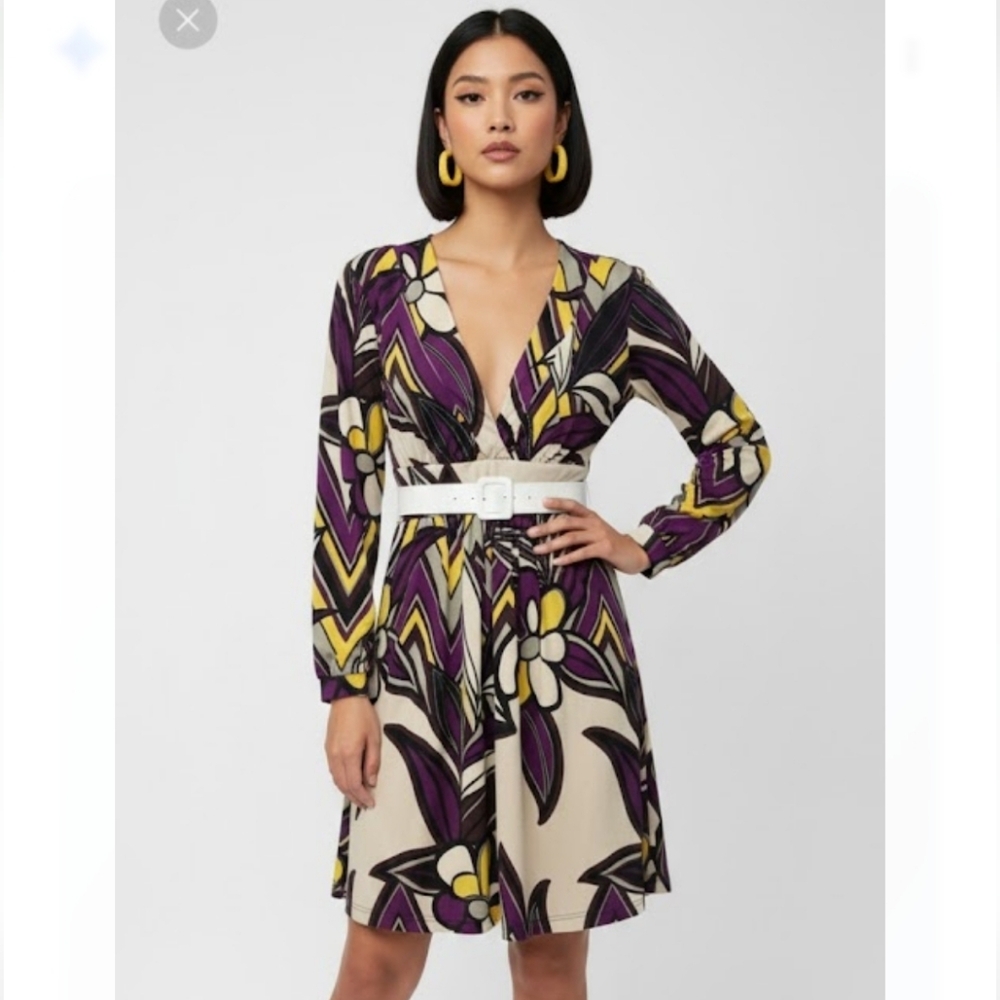 Catch My I Dress Purple Floral Retro Y2K Mod XL